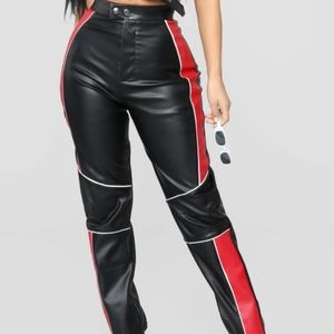 BRAND NEW faux leather colorblock pants (stretchy)